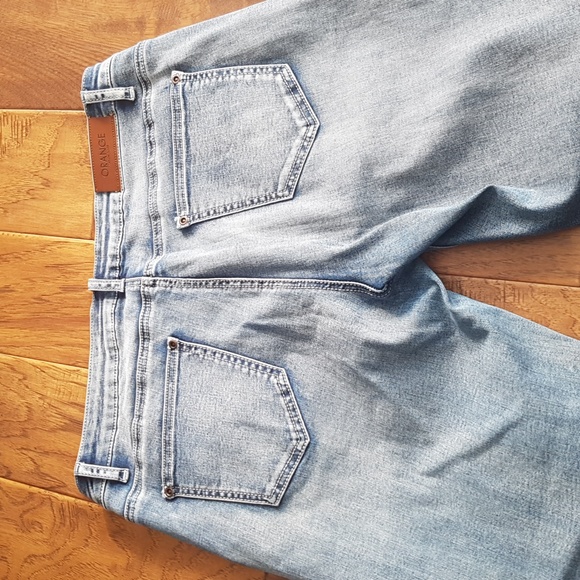 Orange Fashion Village Cropped Fringe Embroidered Jeans Light Wash Size L - Picture 5 of 16